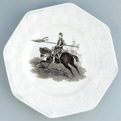 Unusual antique Staffordshire pottery daisy border Military Nursery Plate C.19th - Image 2