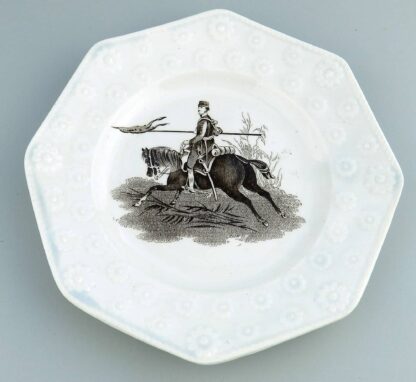 Unusual antique Staffordshire pottery daisy border Military Nursery Plate C.19th - Image 3