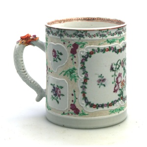 A fine and unusual antique Chinese famille rose porcelain dragon Tankard C.18thC