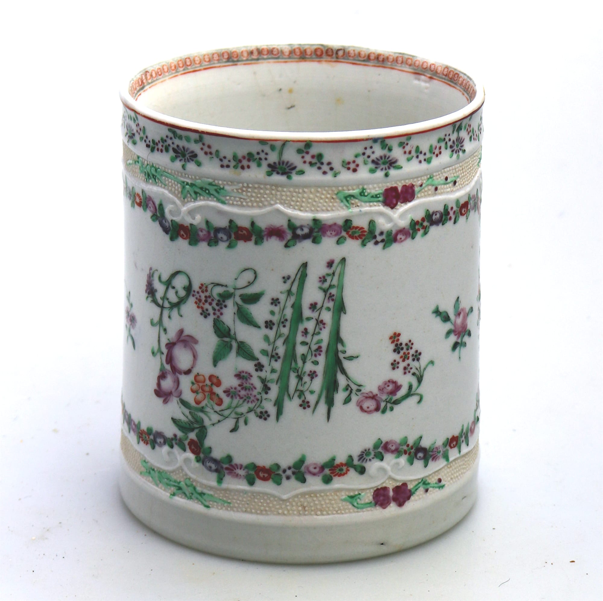 A fine and unusual antique Chinese famille rose porcelain dragon Tankard C.18thC