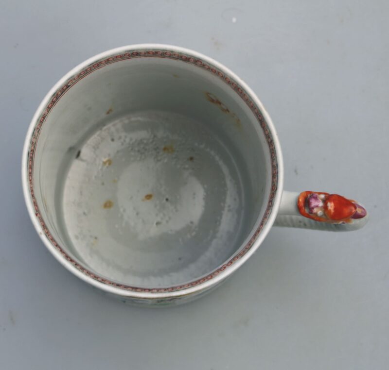 A fine and unusual antique Chinese famille rose porcelain dragon Tankard C.18thC
