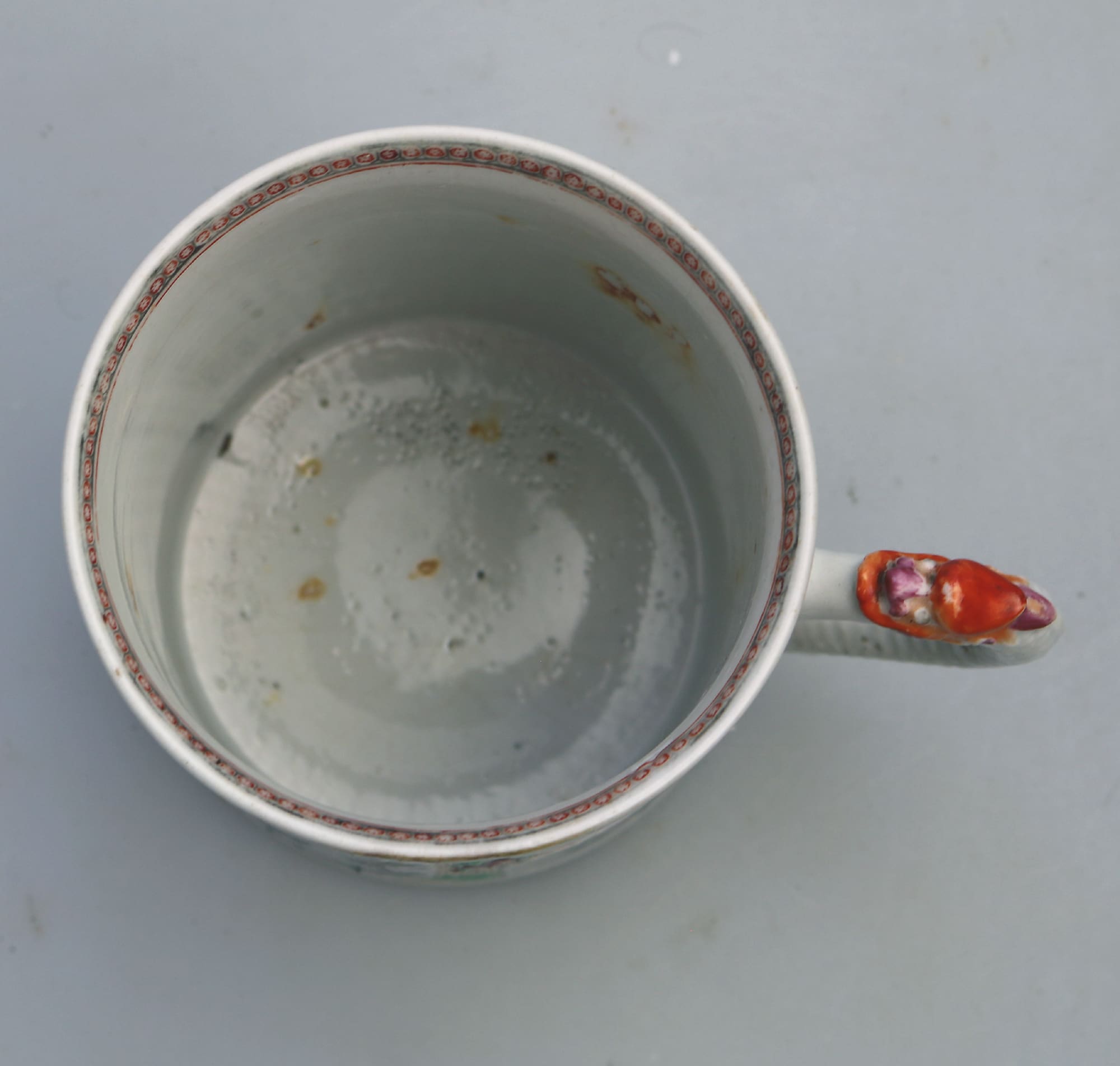 A fine and unusual antique Chinese famille rose porcelain dragon Tankard C.18thC