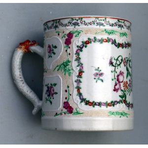 A fine and unusual antique Chinese famille rose porcelain dragon Tankard C.18thC