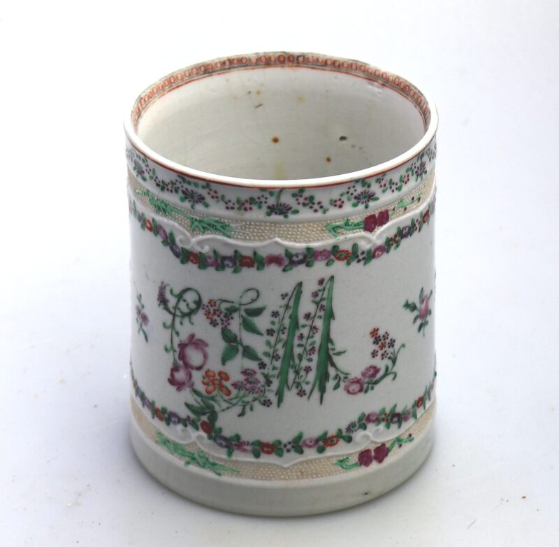 A fine and unusual antique Chinese famille rose porcelain dragon Tankard C.18thC