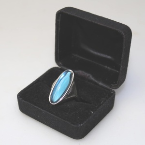 A good mid-century designer silver & stone Ring signed & gift box R/8.5 C.1960+