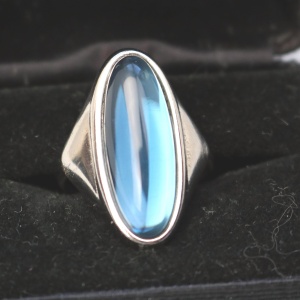 A good mid-century designer silver & stone Ring signed & gift box R/8.5 C.1960+