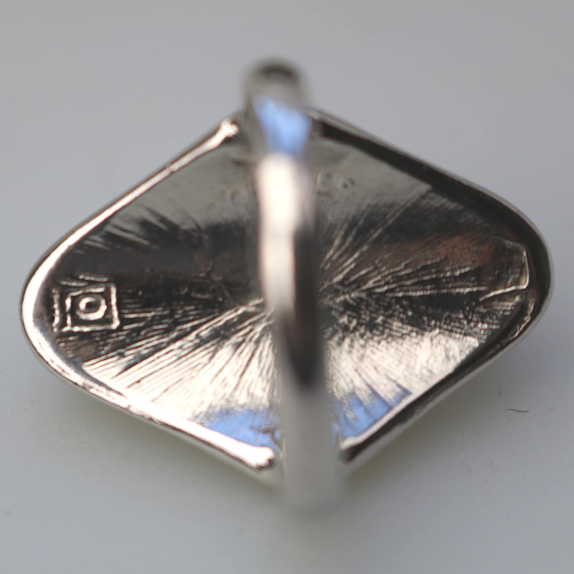 A good mid-century designer silver & stone Ring signed & gift box R/8.5 C.1960+