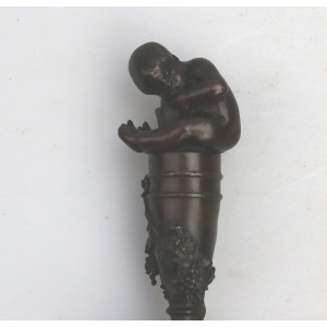 A good & rare antique novelty Grand Tour bronze figural child Desk Seal C.19thC