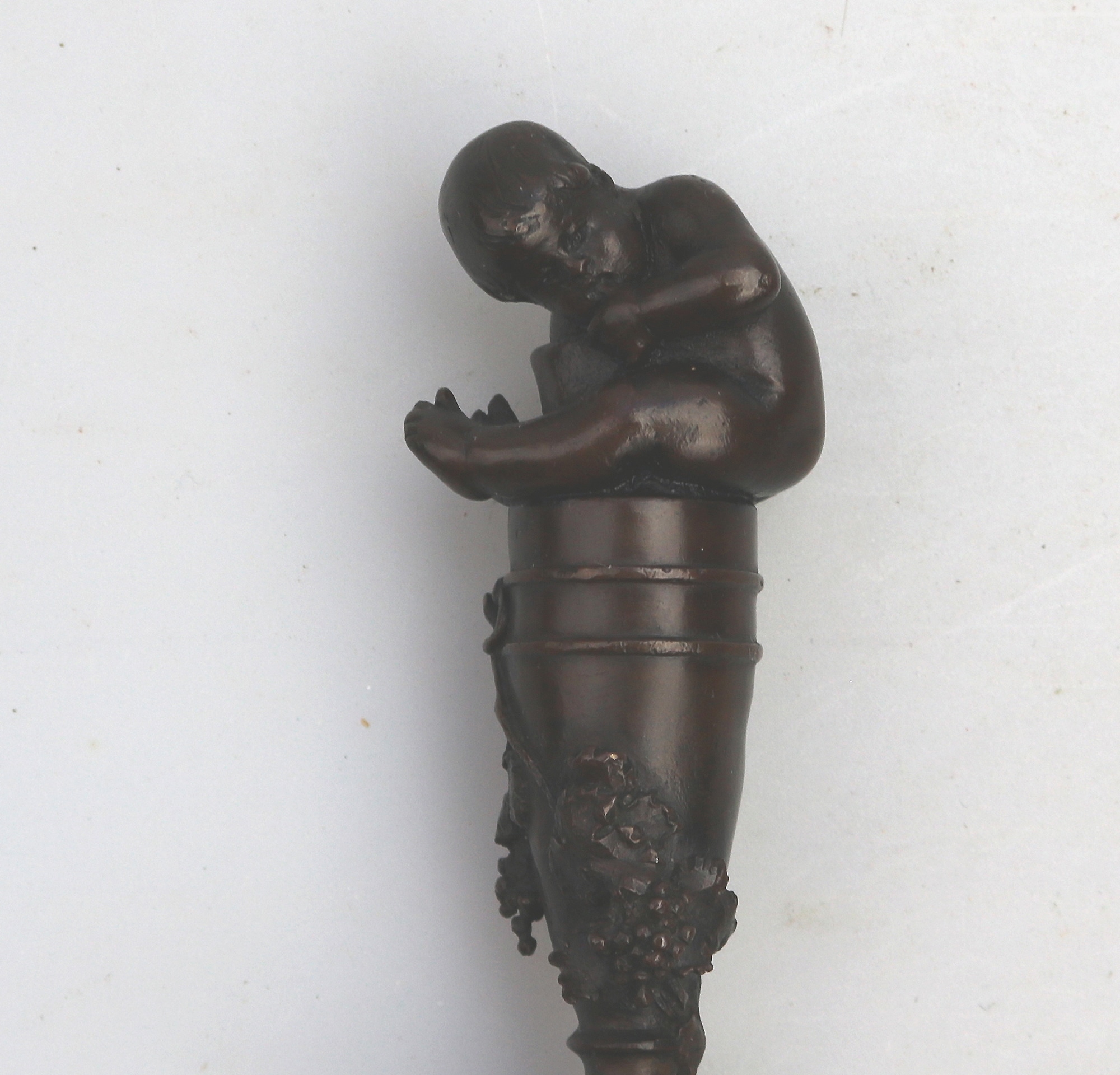 A good & rare antique novelty Grand Tour bronze figural child Desk Seal C.19thC