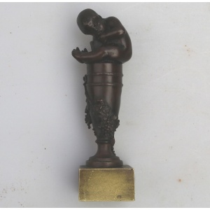 A good & rare antique novelty Grand Tour bronze figural child Desk Seal C.19thC