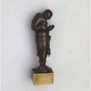 A good & rare antique novelty Grand Tour bronze figural child Desk Seal C.19thC