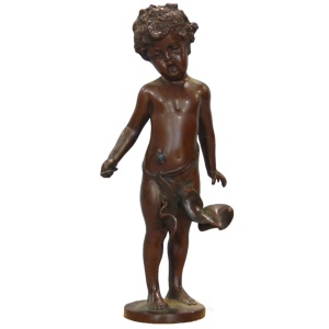 A fine and very charming antique bronze sculpture Figurine of child & Fly C.19thC