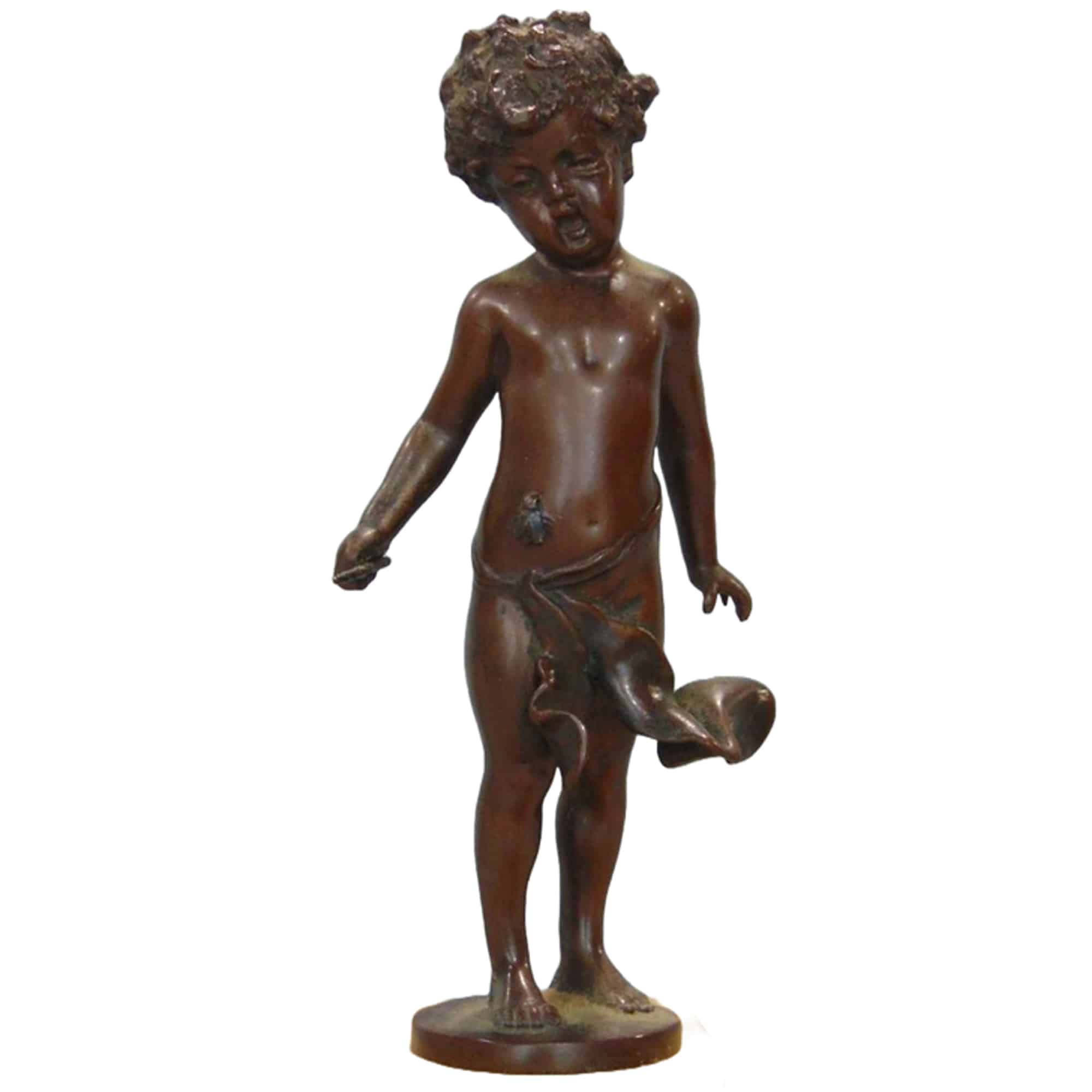 A fine and very charming antique bronze sculpture Figurine of child & Fly C.19thC
