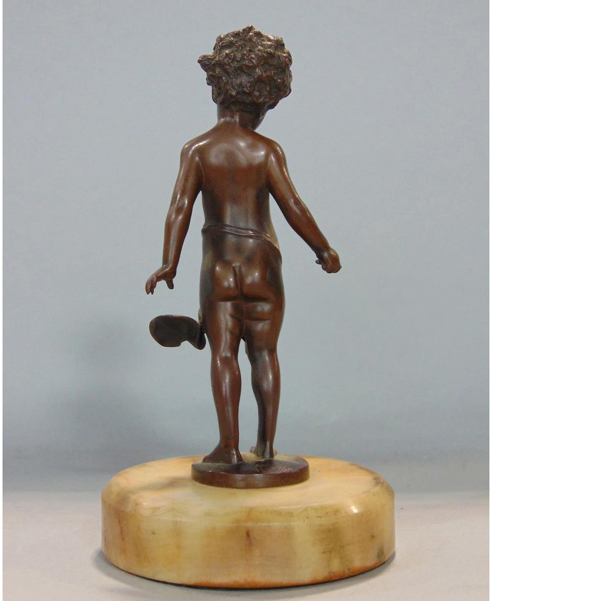 A fine and very charming antique bronze sculpture Figurine of child & Fly C.19thC