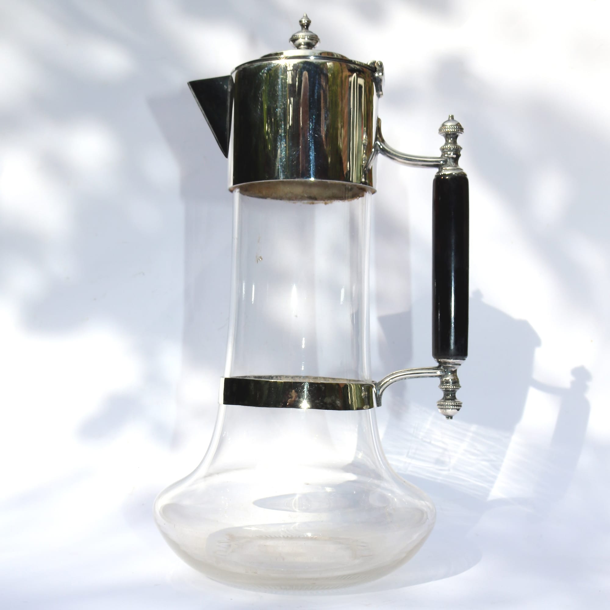 An antique Victorian silver plate & cut glass Wine Claret Jug C.1890