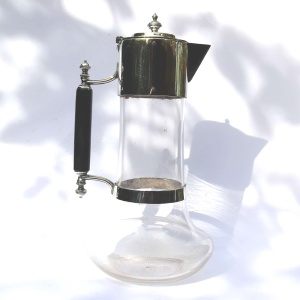An antique Victorian silver plate & cut glass Wine Claret Jug C.1890
