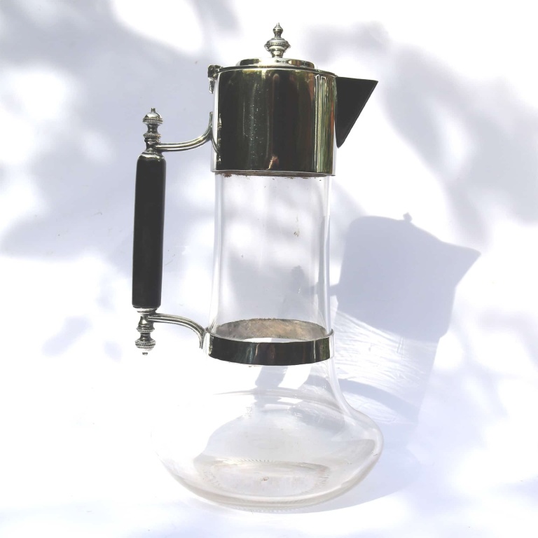An antique Victorian silver plate & cut glass Wine Claret Jug C.1890 - Image 3
