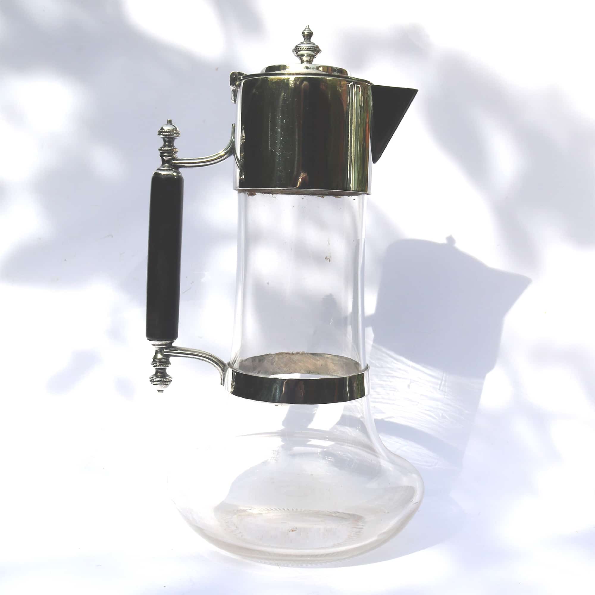 An antique Victorian silver plate & cut glass Wine Claret Jug C.1890