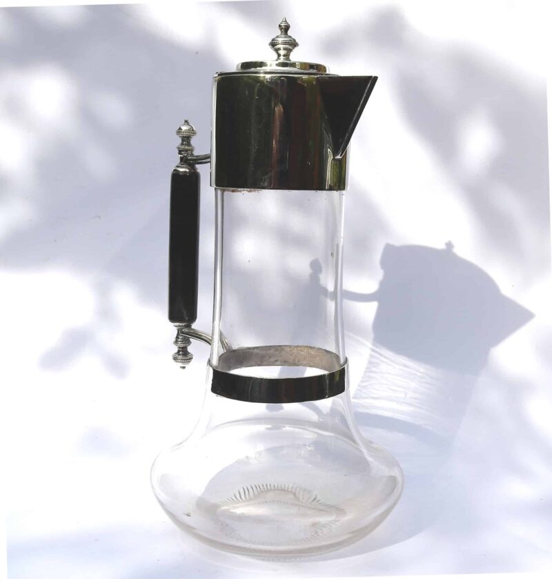 An antique Victorian silver plate & cut glass Wine Claret Jug C.1890