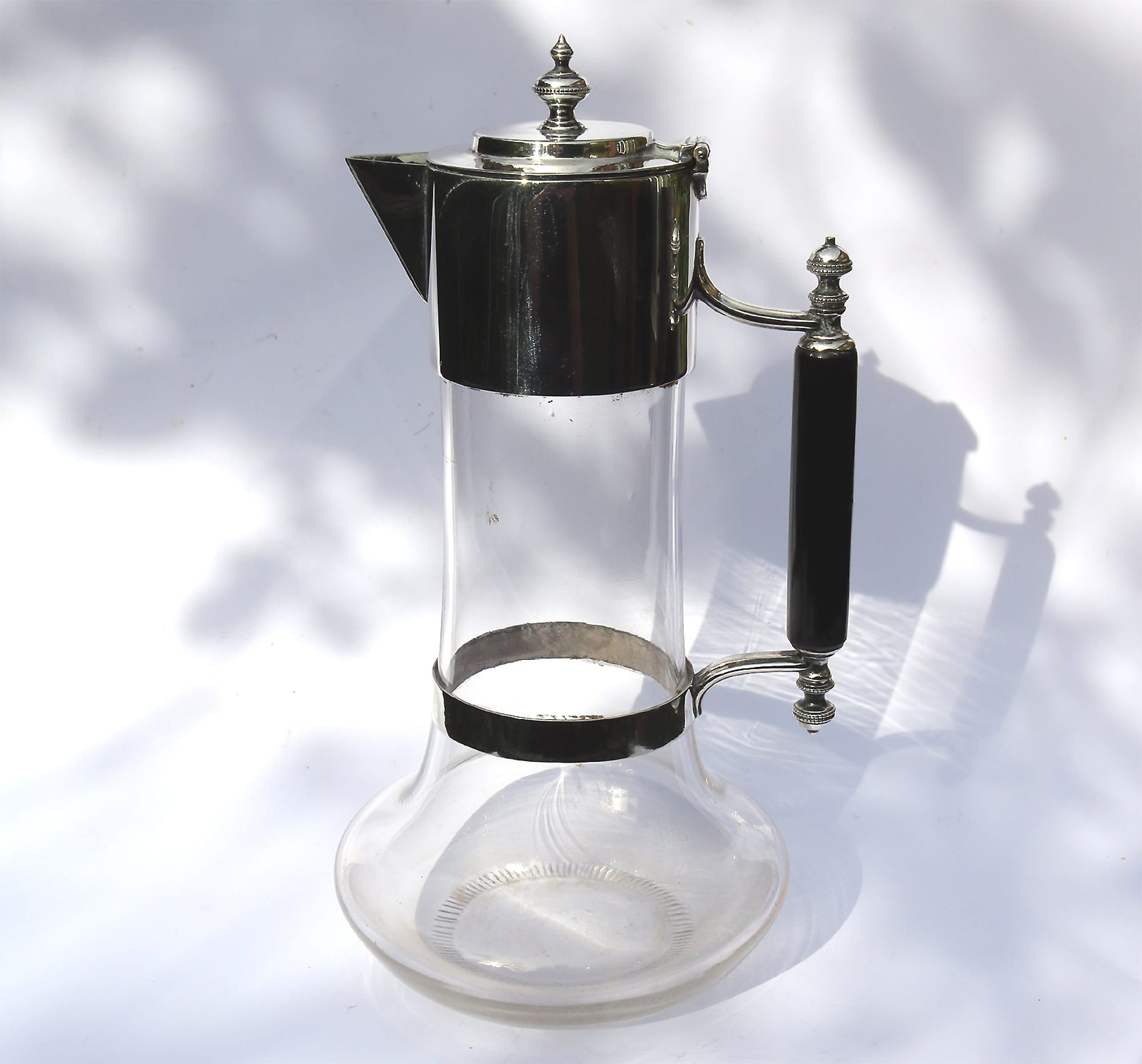 An antique Victorian silver plate & cut glass Wine Claret Jug C.1890