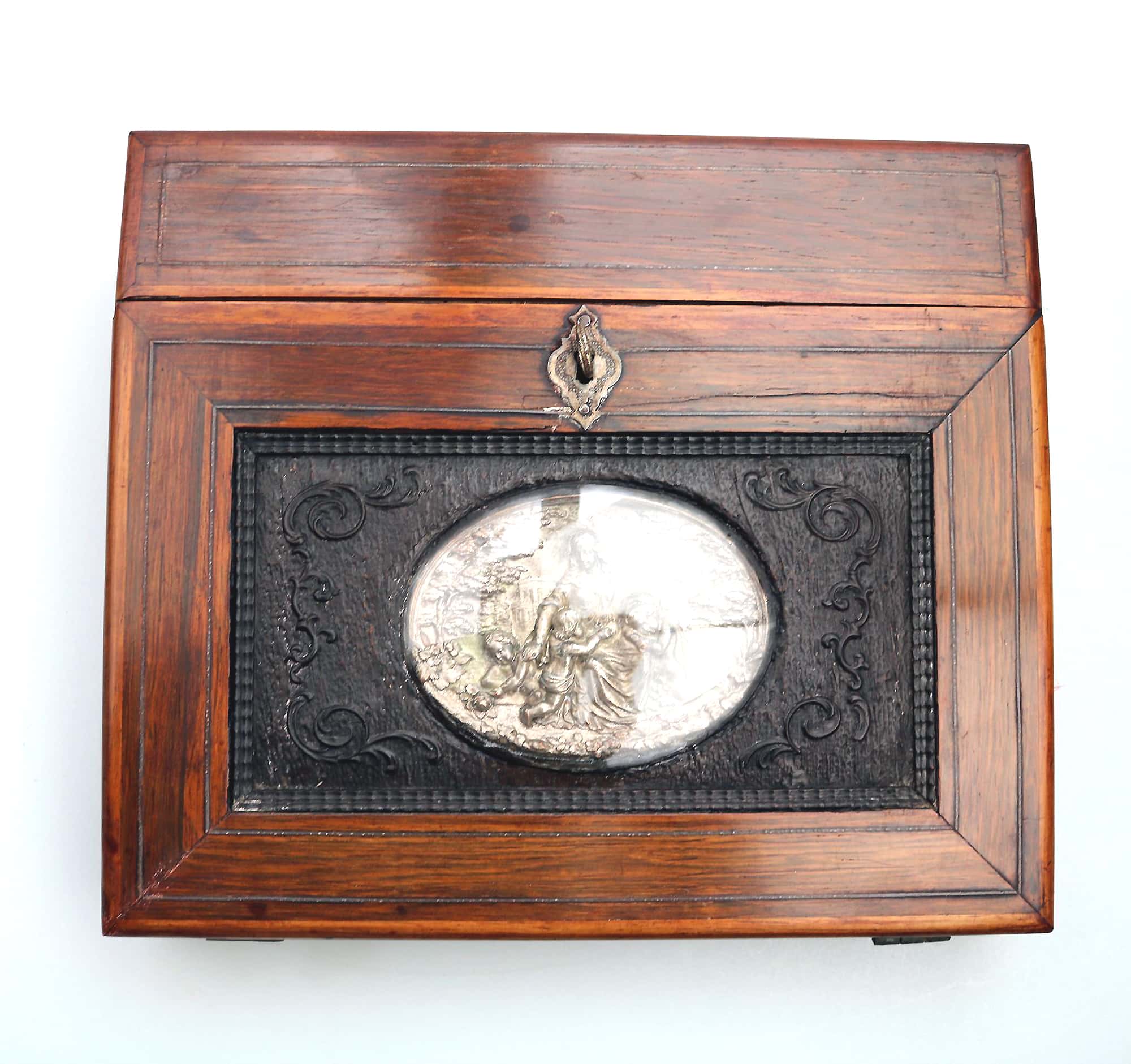 An extremely rare antique Palais Royal Madonna & child ladies Lap Desk C.19thC