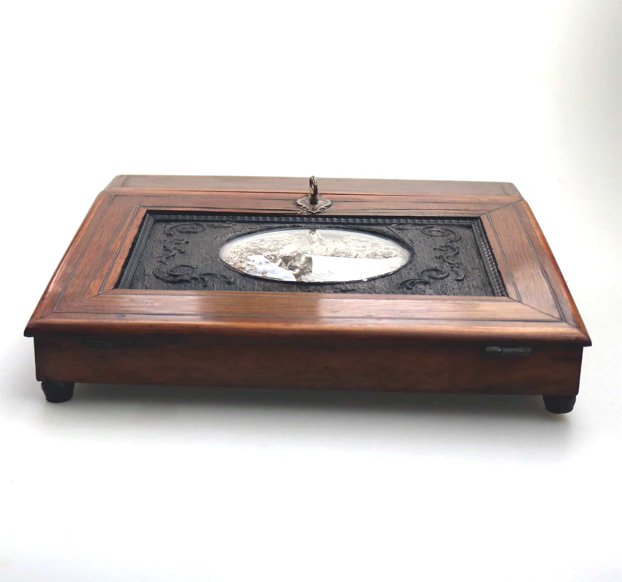 An extremely rare antique Palais Royal Madonna & child ladies Lap Desk C.19thC