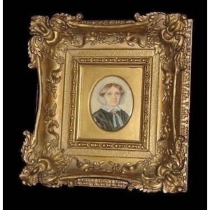 Antique English School female Portrait Miniature in fine gesso frame C.19thC