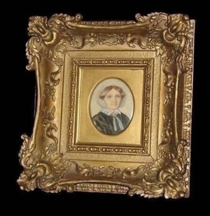 Antique English School female Portrait Miniature in fine gesso frame C.19thC - Image 2