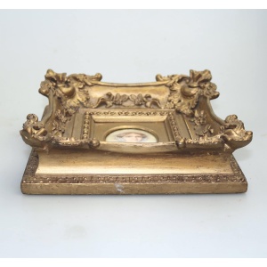 Antique English School female Portrait Miniature in fine gesso frame C.19thC