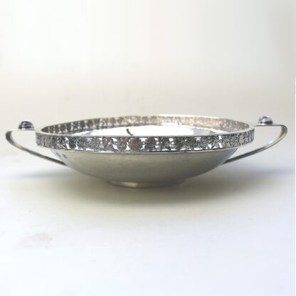 An extremely rare and good A E Jones antique Arts & Crafts English solid silver cabochon set large Bowl 252g C.1910 - Image 12