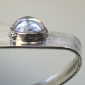 An extremely rare and good A E Jones antique Arts & Crafts English solid silver cabochon set large Bowl 252g C.1910