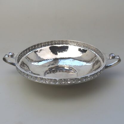 An extremely rare and good A E Jones antique Arts & Crafts English solid silver cabochon set large Bowl 252g C.1910 - Image 6