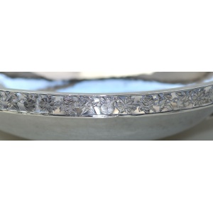 An extremely rare and good A E Jones antique Arts & Crafts English solid silver cabochon set large Bowl 252g C.1910