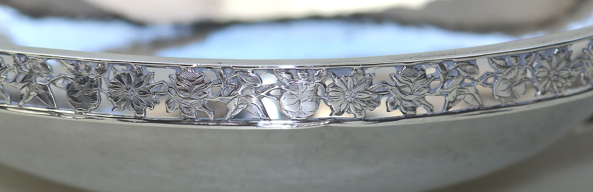 An extremely rare and good A E Jones antique Arts & Crafts English solid silver cabochon set large Bowl 252g C.1910