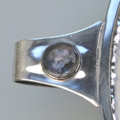 An extremely rare and good A E Jones antique Arts & Crafts English solid silver cabochon set large Bowl 252g C.1910 - Image 10