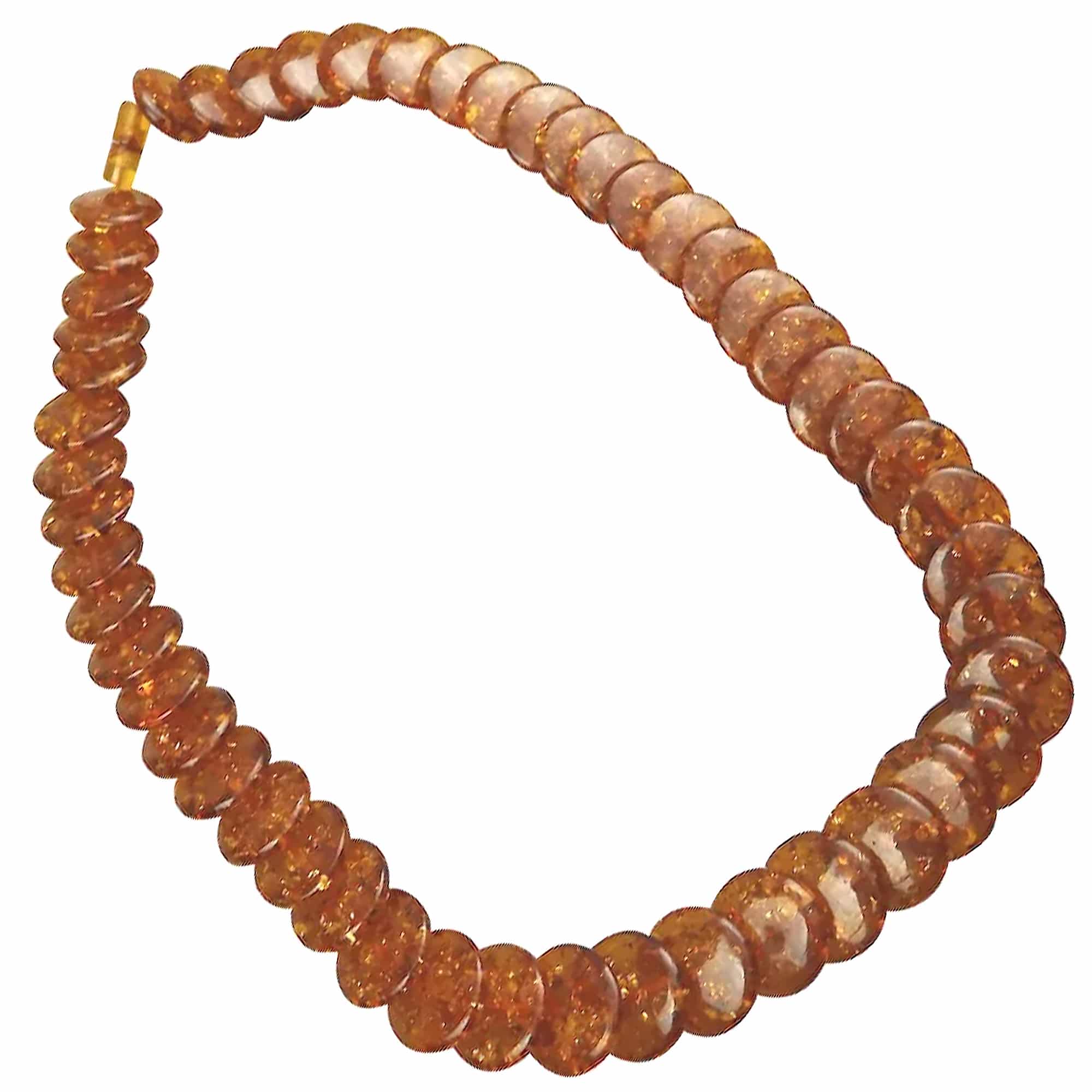 Vintage Costume Jewellery : A good Amber / Faux Amber disc Necklace C.20thC