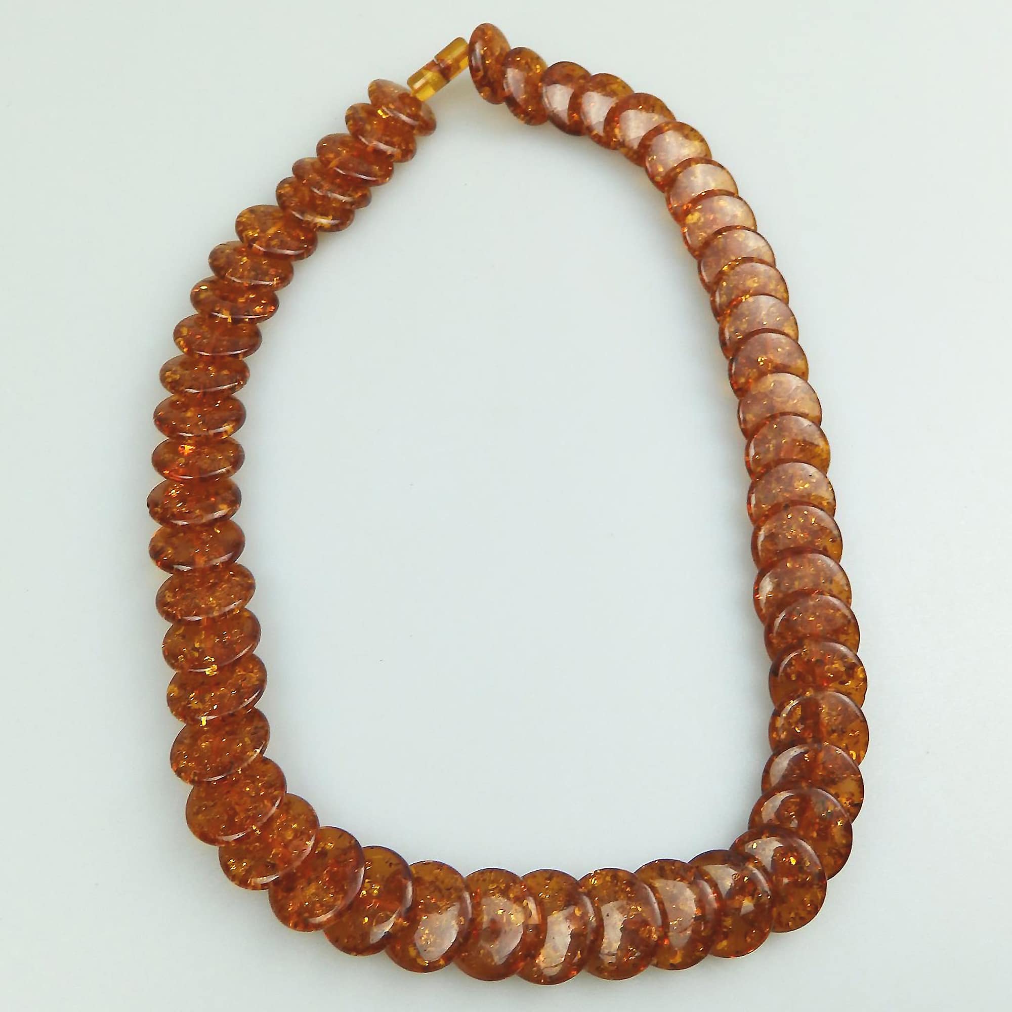 Vintage Costume Jewellery : A good Amber / Faux Amber disc Necklace C.20thC