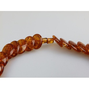 Vintage Costume Jewellery : A good Amber / Faux Amber disc Necklace C.20thC