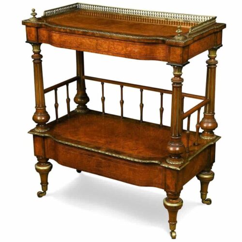 Antique Continental Birds Eye Maple Walnut Cross-banded Two Tier Etagere C 1870