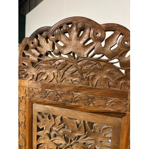 Antique Hand Crafted Walnut Four Folded Cashmere Screen