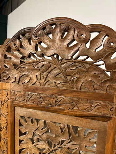 Antique Hand Crafted Walnut Four Folded Cashmere Screen