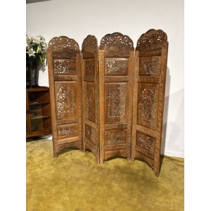 Antique Hand Crafted Walnut Four Folded Cashmere Screen