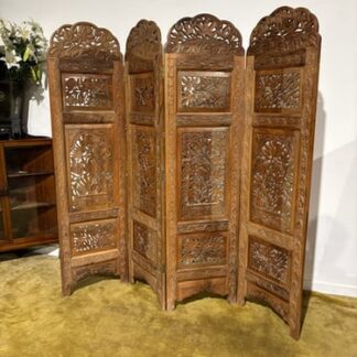 Antique Hand Crafted Walnut Four Folded Cashmere Screen