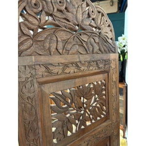 Antique Hand Crafted Walnut Four Folded Cashmere Screen