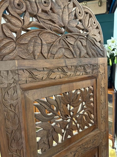 Antique Hand Crafted Walnut Four Folded Cashmere Screen
