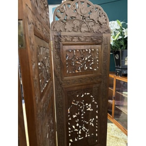 Antique Hand Crafted Walnut Four Folded Cashmere Screen