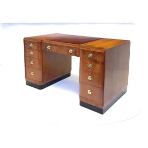 Stylish Art Deco Walnut Desk By Waring & Gillows