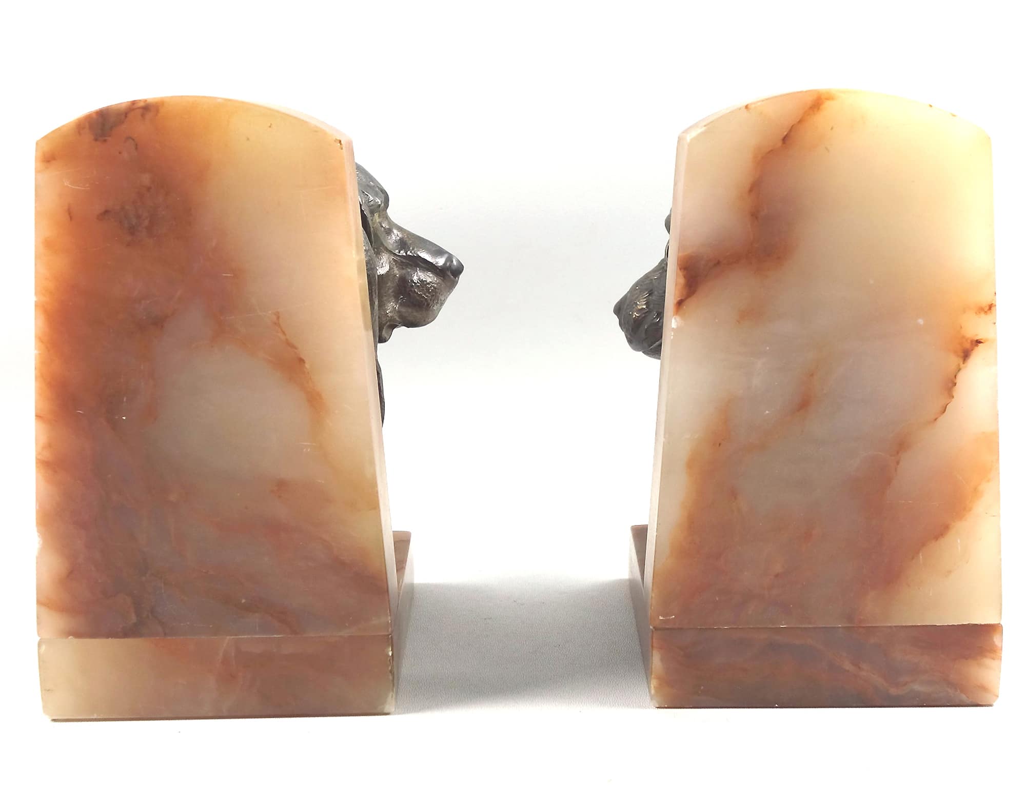 A good & very substantial pair antique spelter & onyx Spaniel Dogs Bookends C.1920