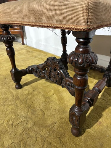 Carolean Carved Oak High Back Chair
