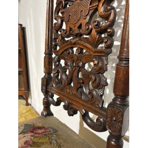 Carolean Carved Oak High Back Chair